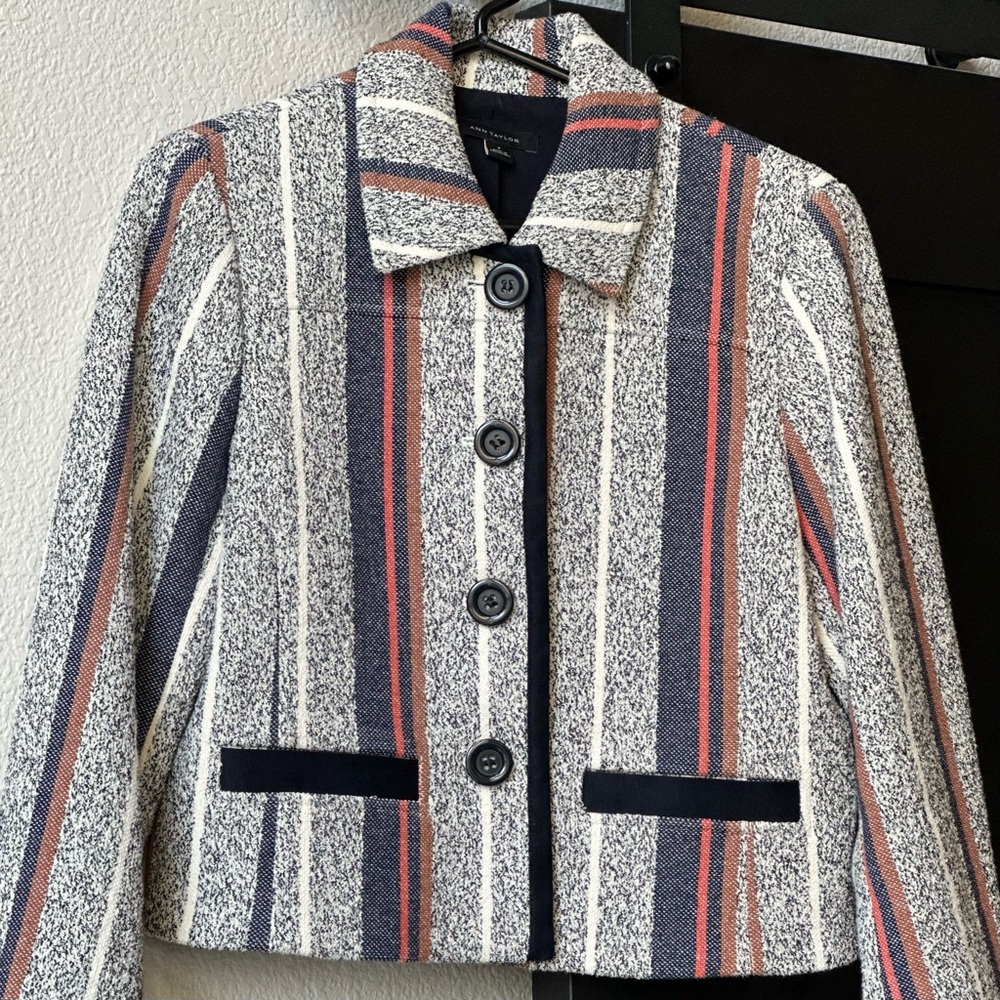 Ann Taylor - Navy Blue, Cream and Sienna Jacket - SZ 8